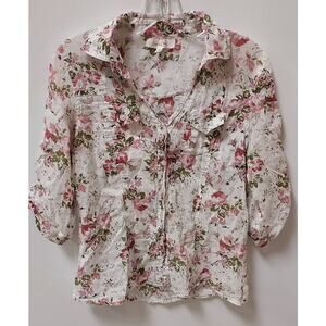 Eden and Olivia Sweet Rose 100% Cotton Button Up Medium